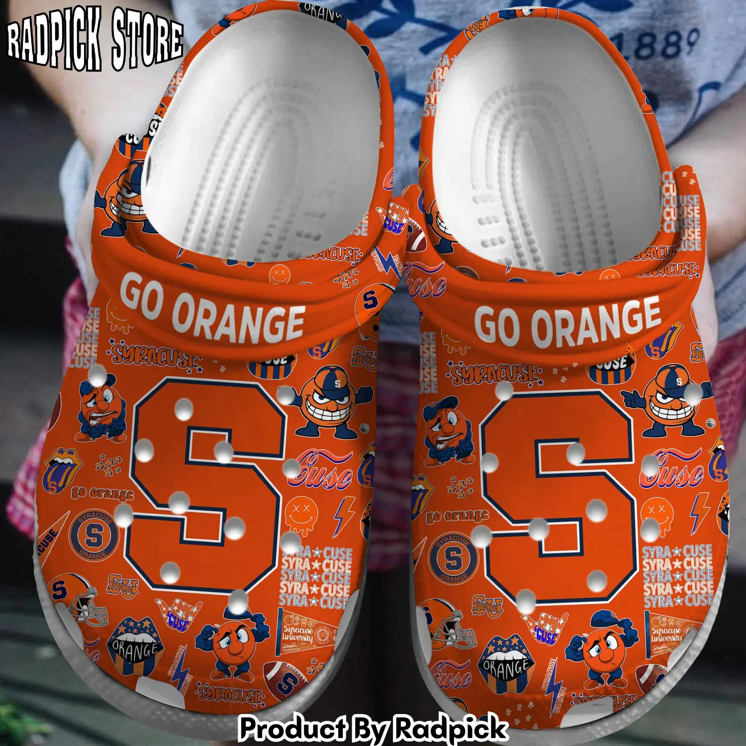 Radpick syracuse orange ncaa sport crocss crocband clogs shoes comfortable for men women and kids footwearelite exclusive qr2 rp6521012